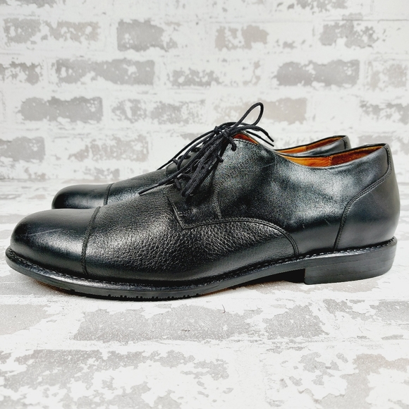 Tauer & Johnson Cap Toe Men's Lace Up Formal Black Leather Dress Shoes V529 - Picture 1 of 13